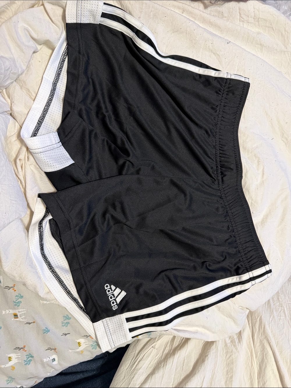 adidas Black Athletic Shorts with White Stripes